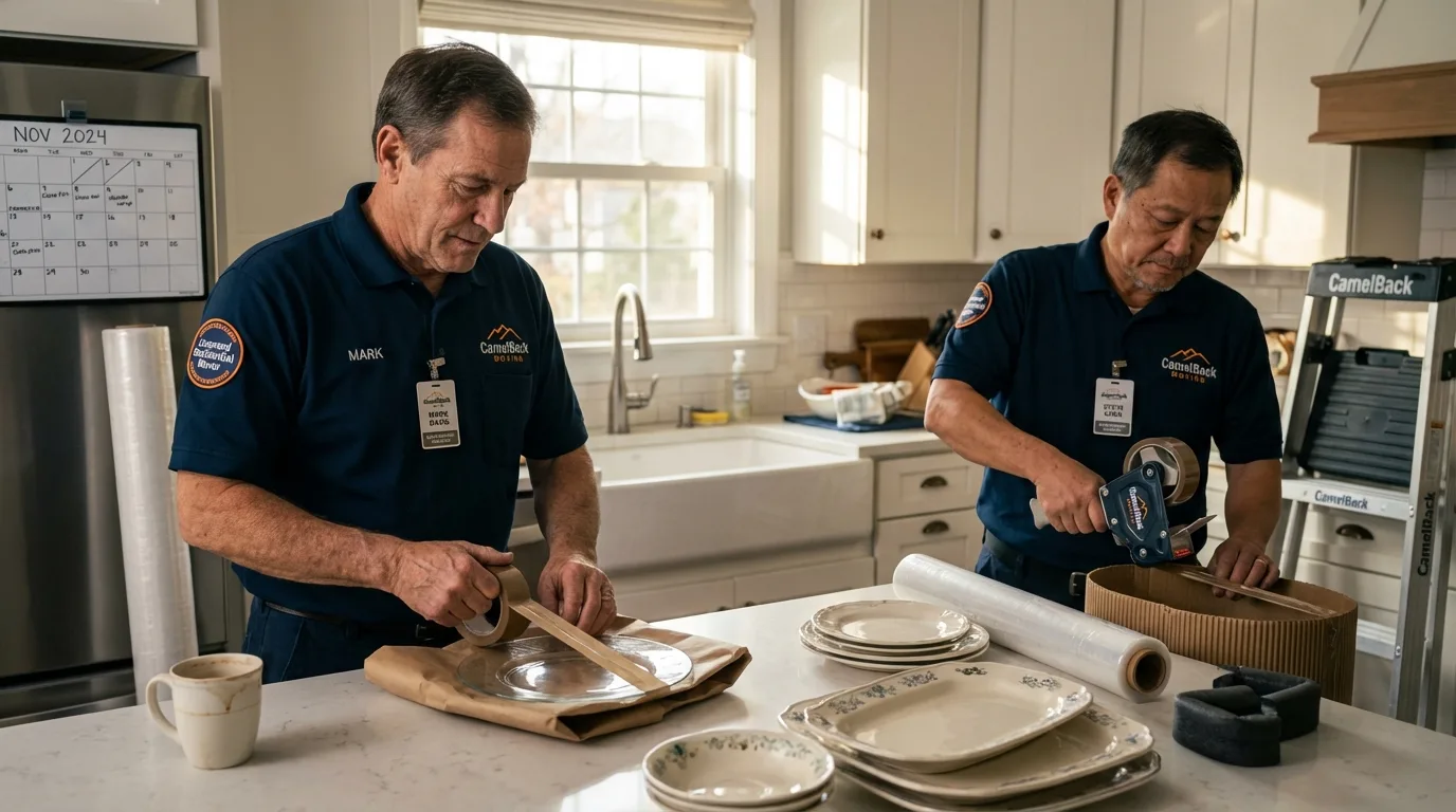 Professional crew packing kitchen dishware in Mohawk, NY